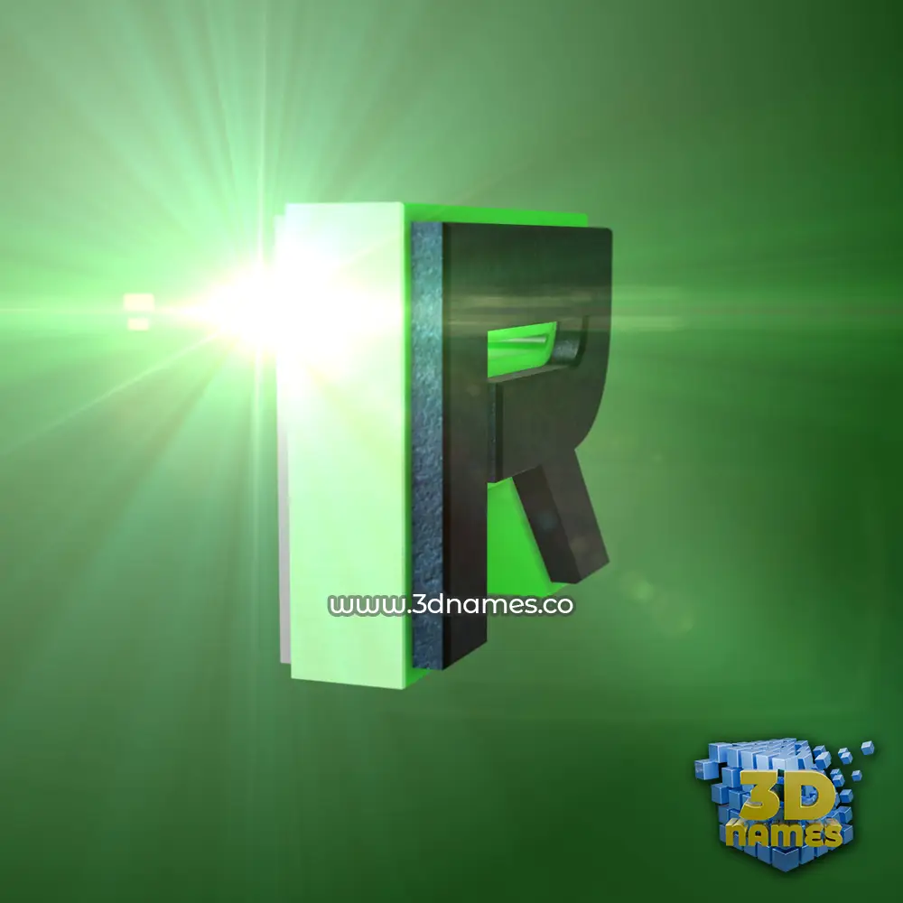 r in Green Light style - 3D name wallpaper