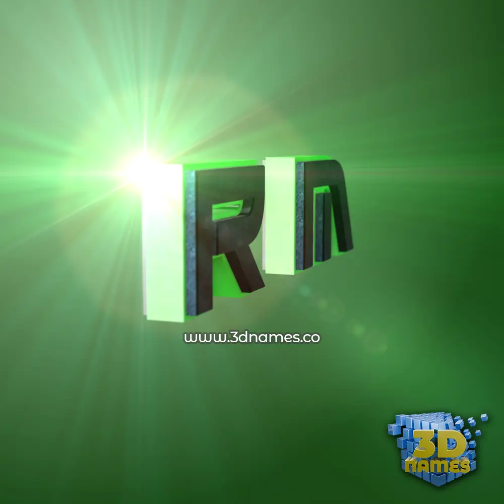 r m in Green Light style - 3D name wallpaper