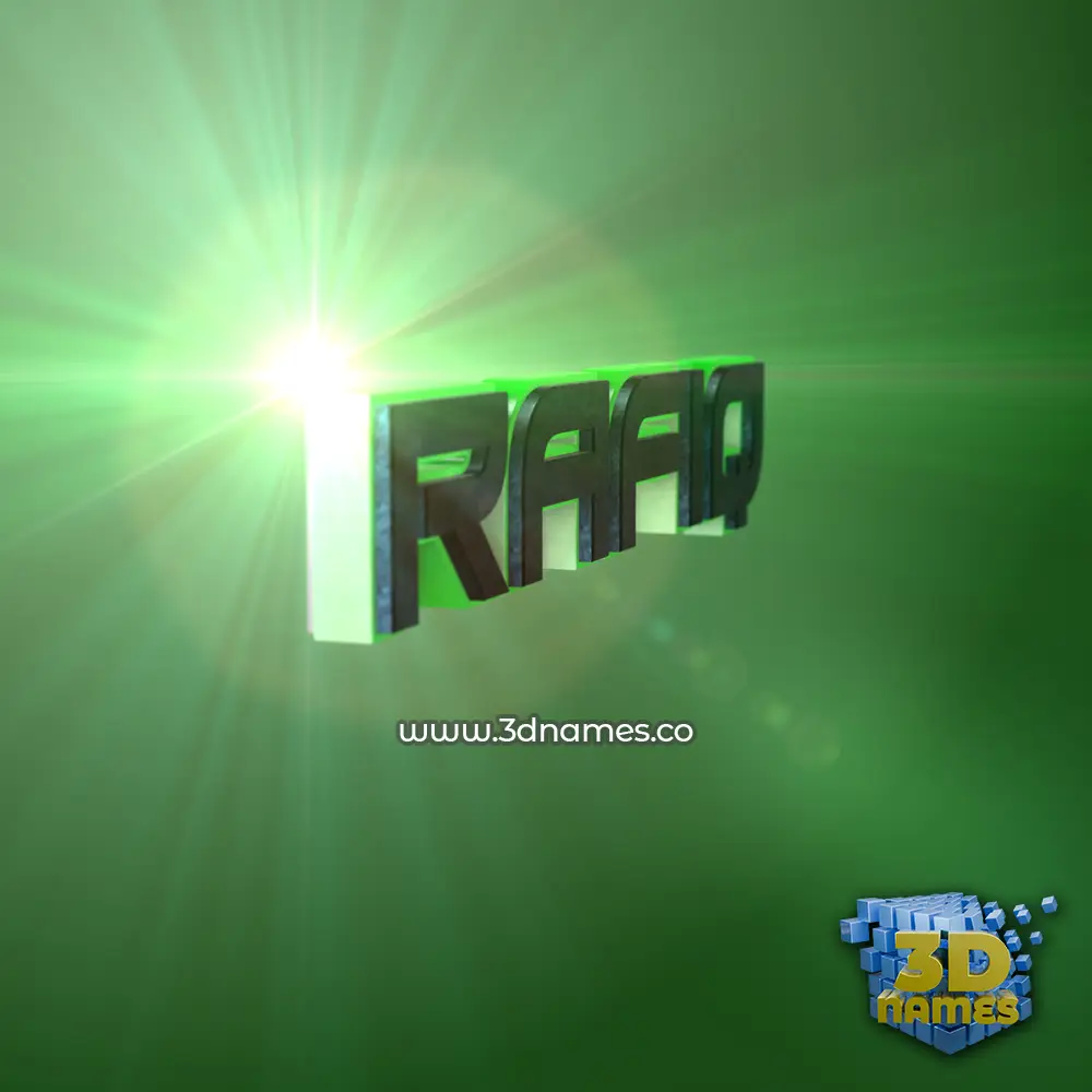 rafiq in Green Light style - 3D name wallpaper