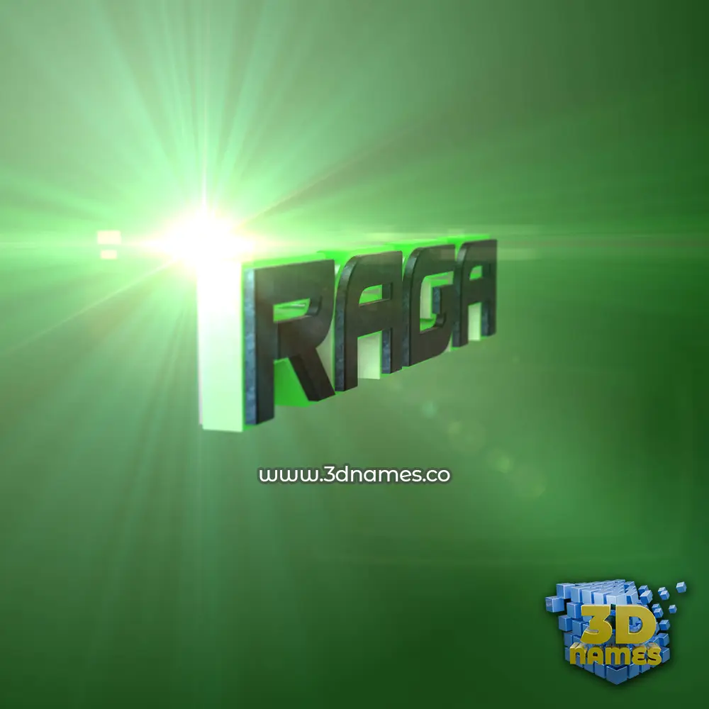 raga in Green Light style - 3D name wallpaper