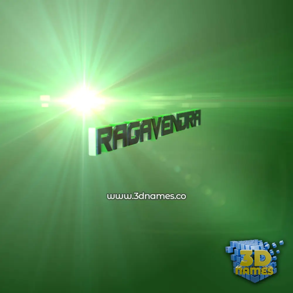 ragavendra in Green Light style - 3D name wallpaper