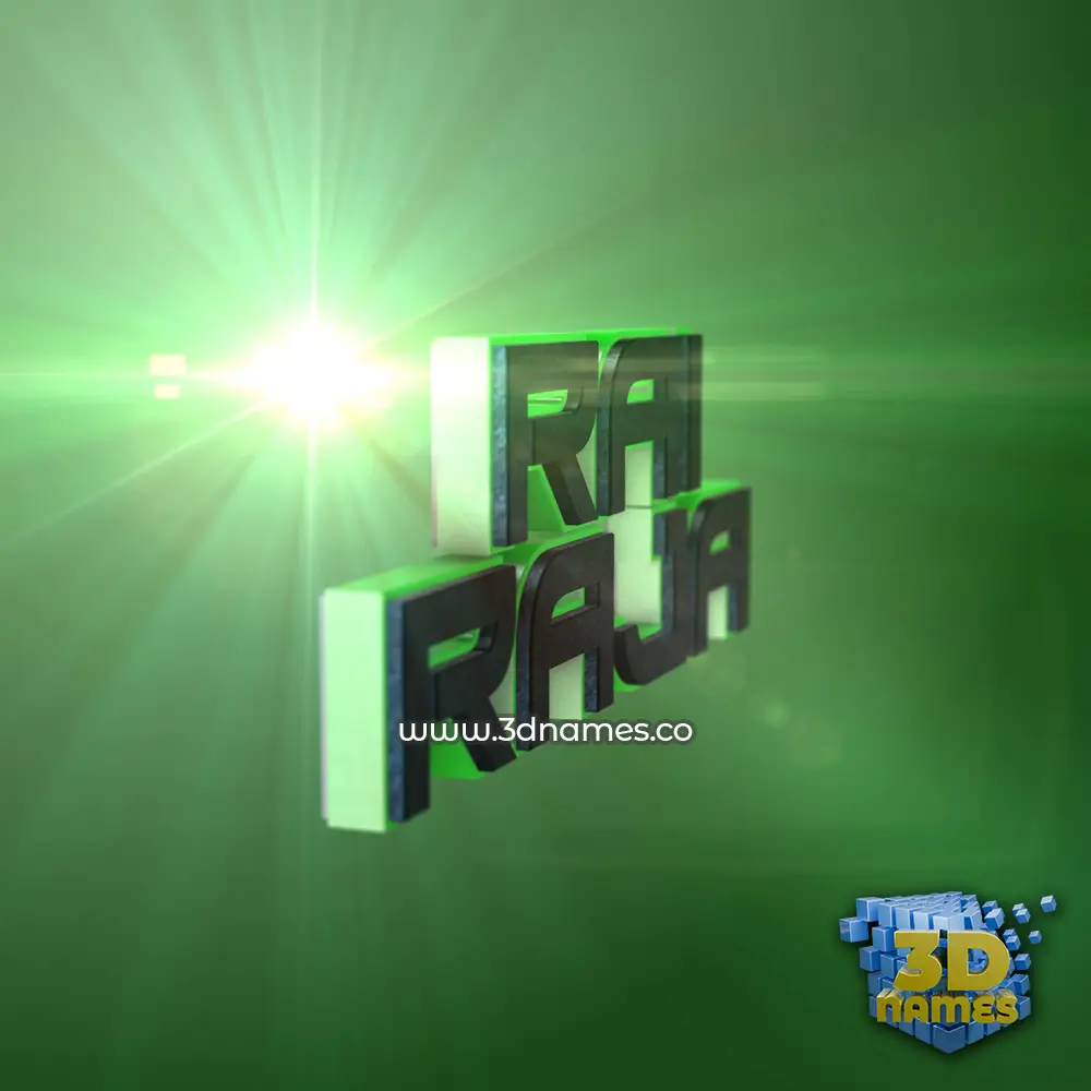 rai raja in Green Light style - 3D name wallpaper