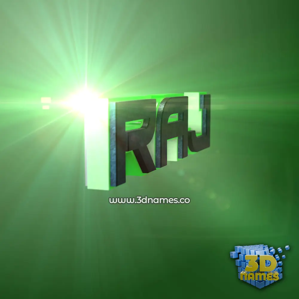 raj in Green Light style - 3D name wallpaper