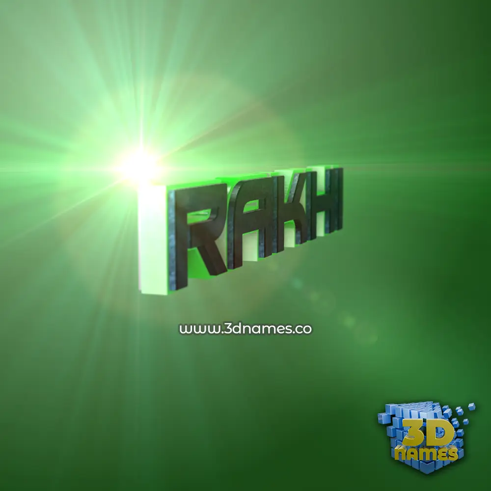 rakhi in Green Light style - 3D name wallpaper