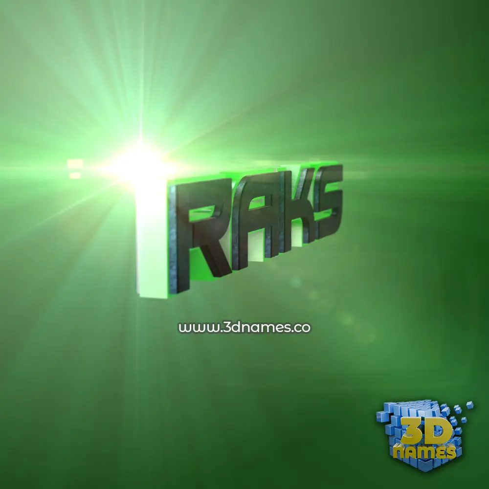 raks in Green Light style - 3D name wallpaper