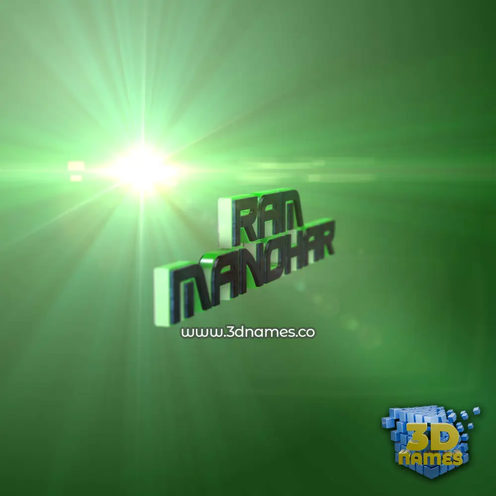 ram manohar in Green Light style - 3D name wallpaper