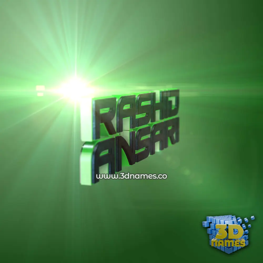 rashid ansari in Green Light style - 3D name wallpaper
