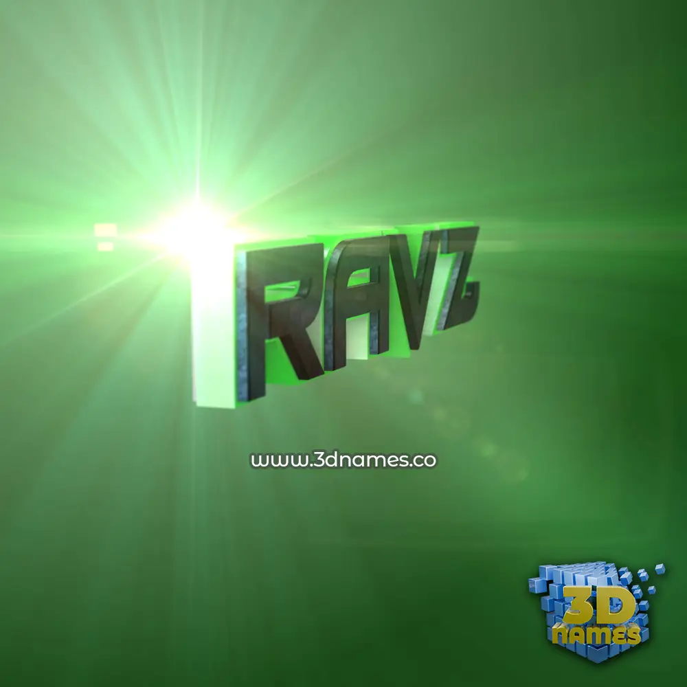 ravz in Green Light style - 3D name wallpaper