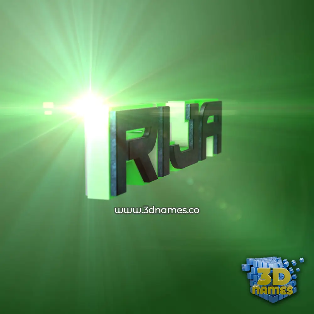 rija in Green Light style - 3D name wallpaper