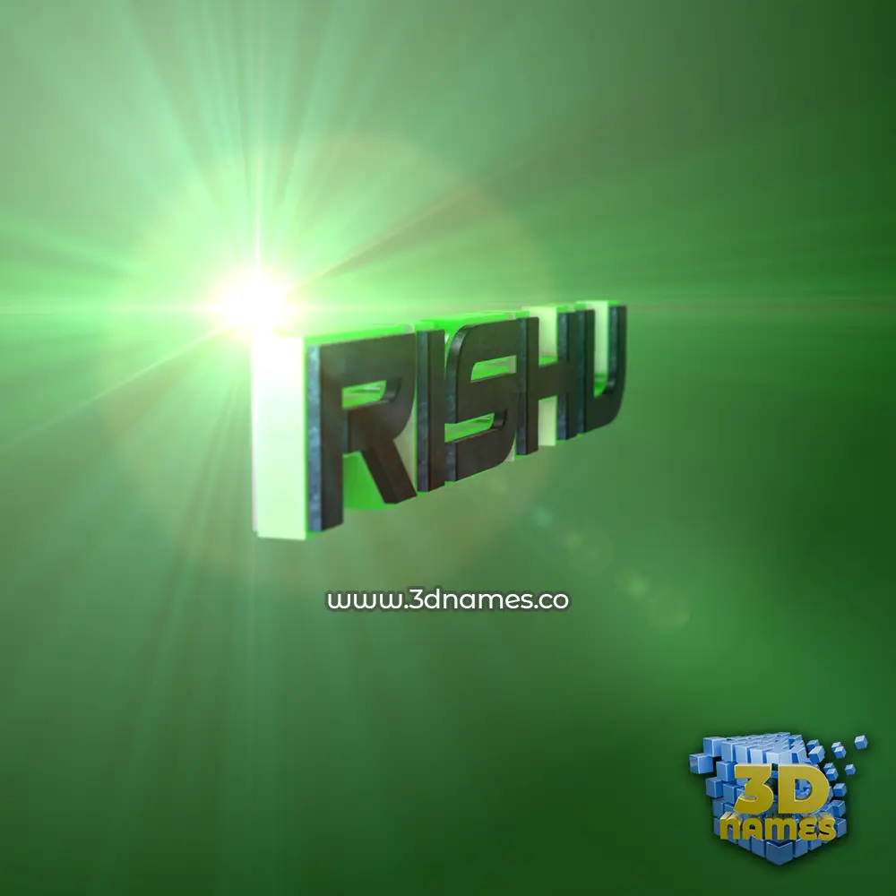 rishu in Green Light style - 3D name wallpaper