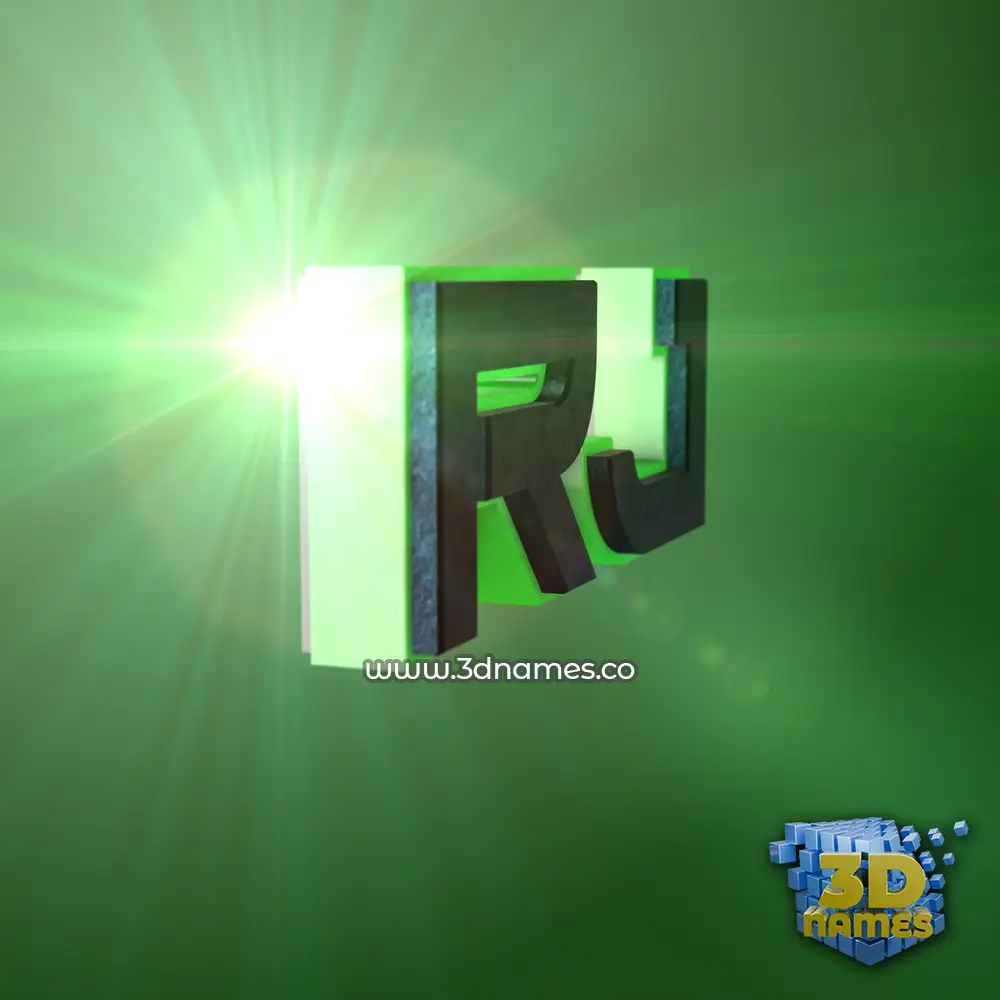 rj in Green Light style - 3D name wallpaper