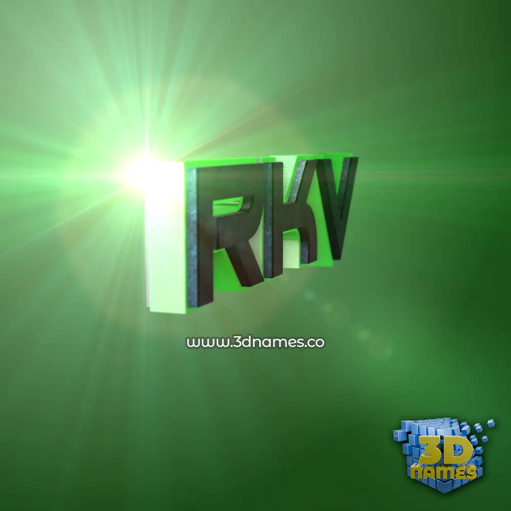 rkv in Green Light style - 3D name wallpaper