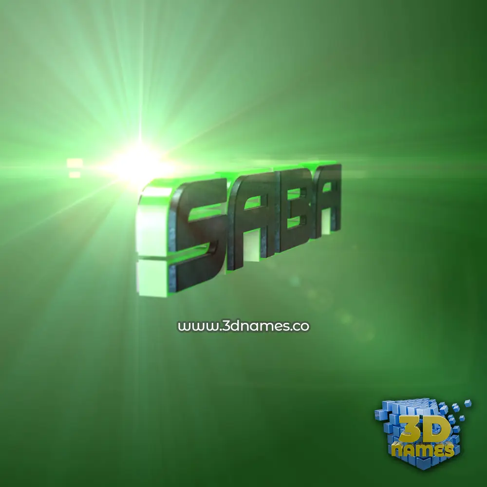 saba in Green Light style - 3D name wallpaper
