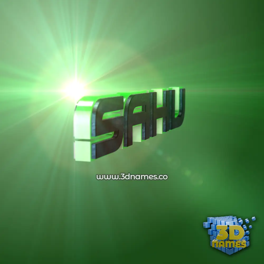 sahu in Green Light style - 3D name wallpaper