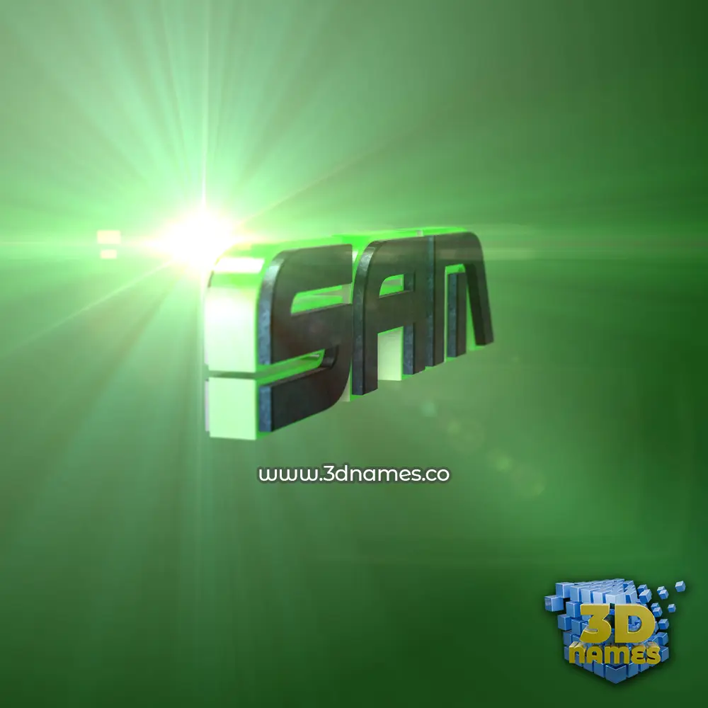 sam in Green Light style - 3D name wallpaper