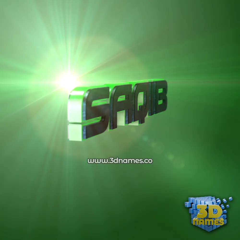 saqib in Green Light style - 3D name wallpaper