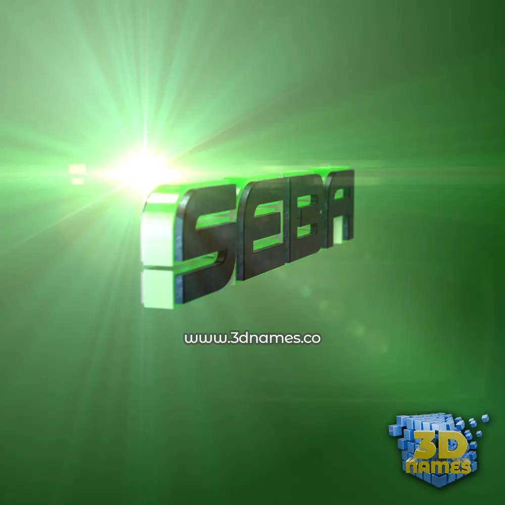 seba in Green Light style - 3D name wallpaper