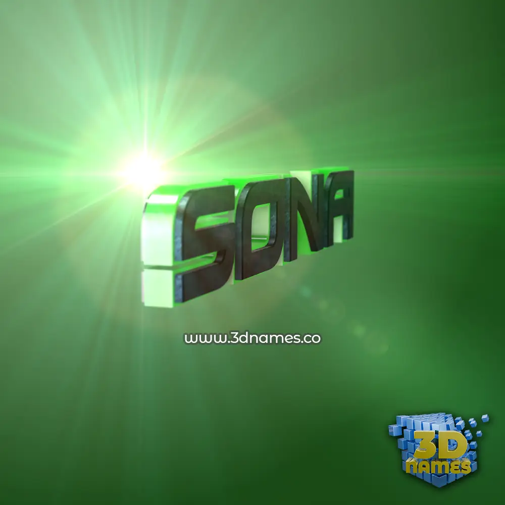 sona in Green Light style - 3D name wallpaper
