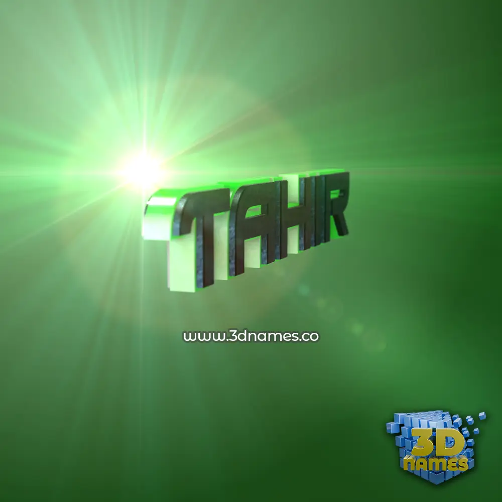 tahir in Green Light style - 3D name wallpaper