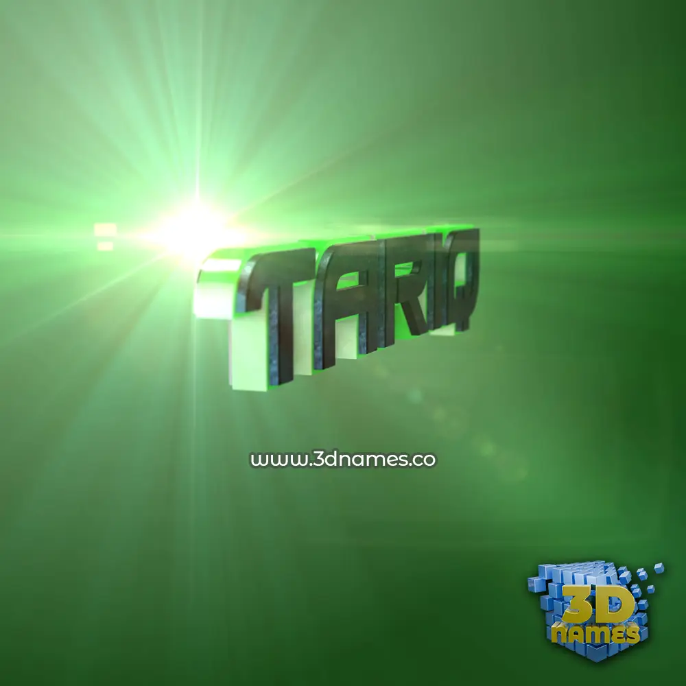 tariq in Green Light style - 3D name wallpaper