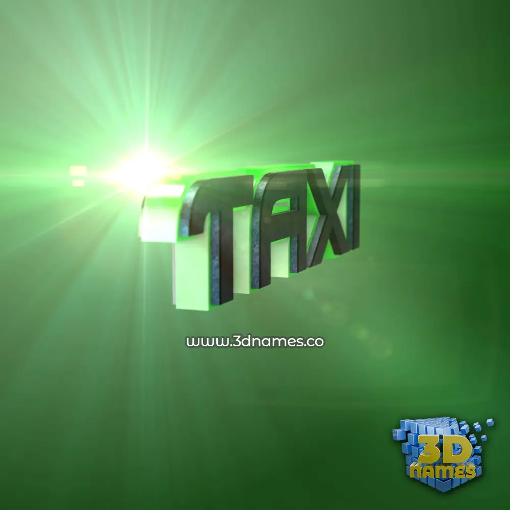 taxi in Green Light style - 3D name wallpaper