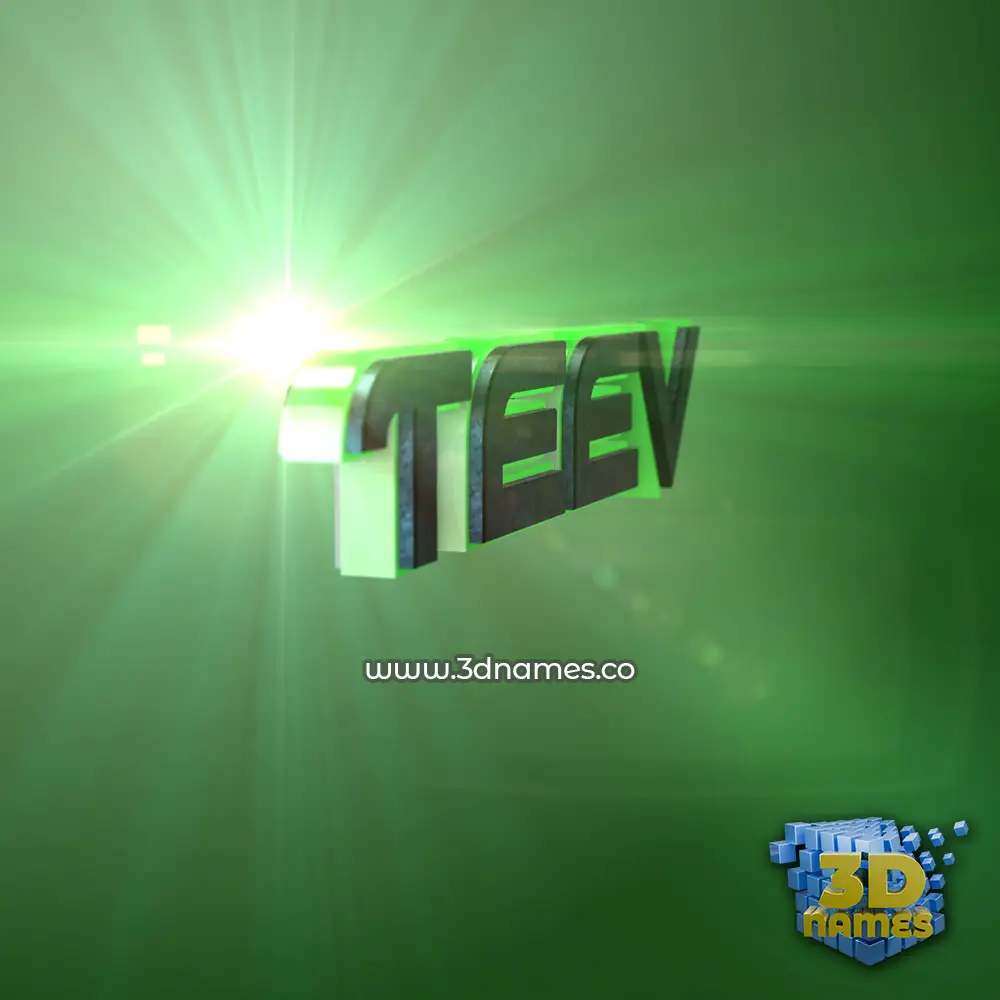teev in Green Light style - 3D name wallpaper