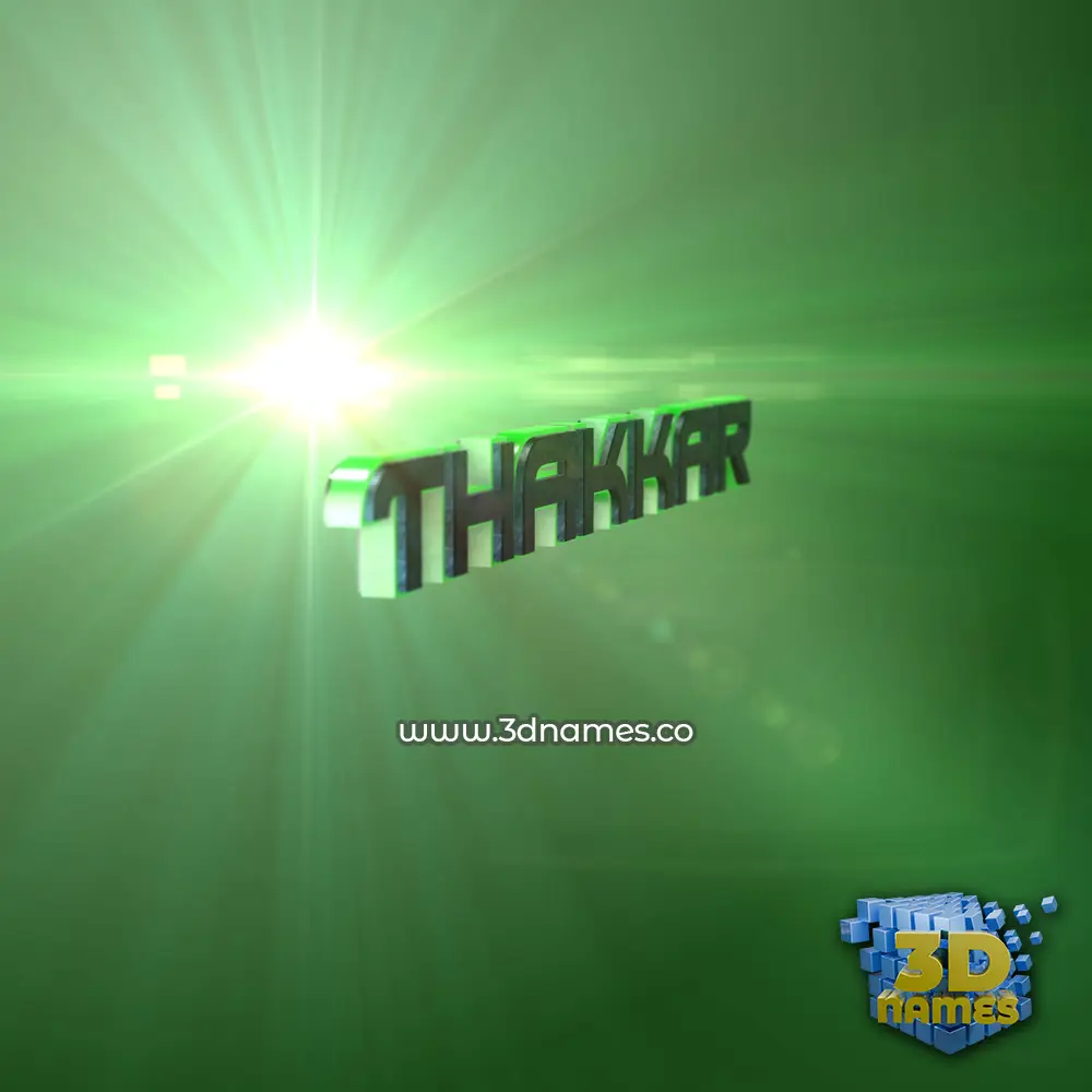 thakkar in Green Light style - 3D name wallpaper