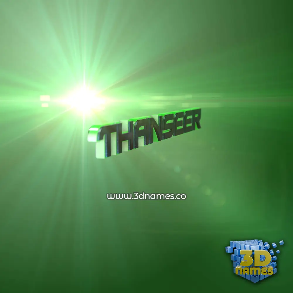 thanseer in Green Light style - 3D name wallpaper