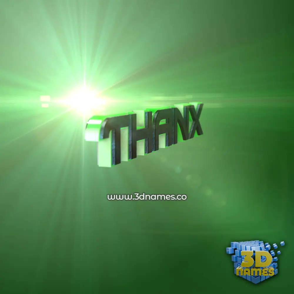 thanx in Green Light style - 3D name wallpaper