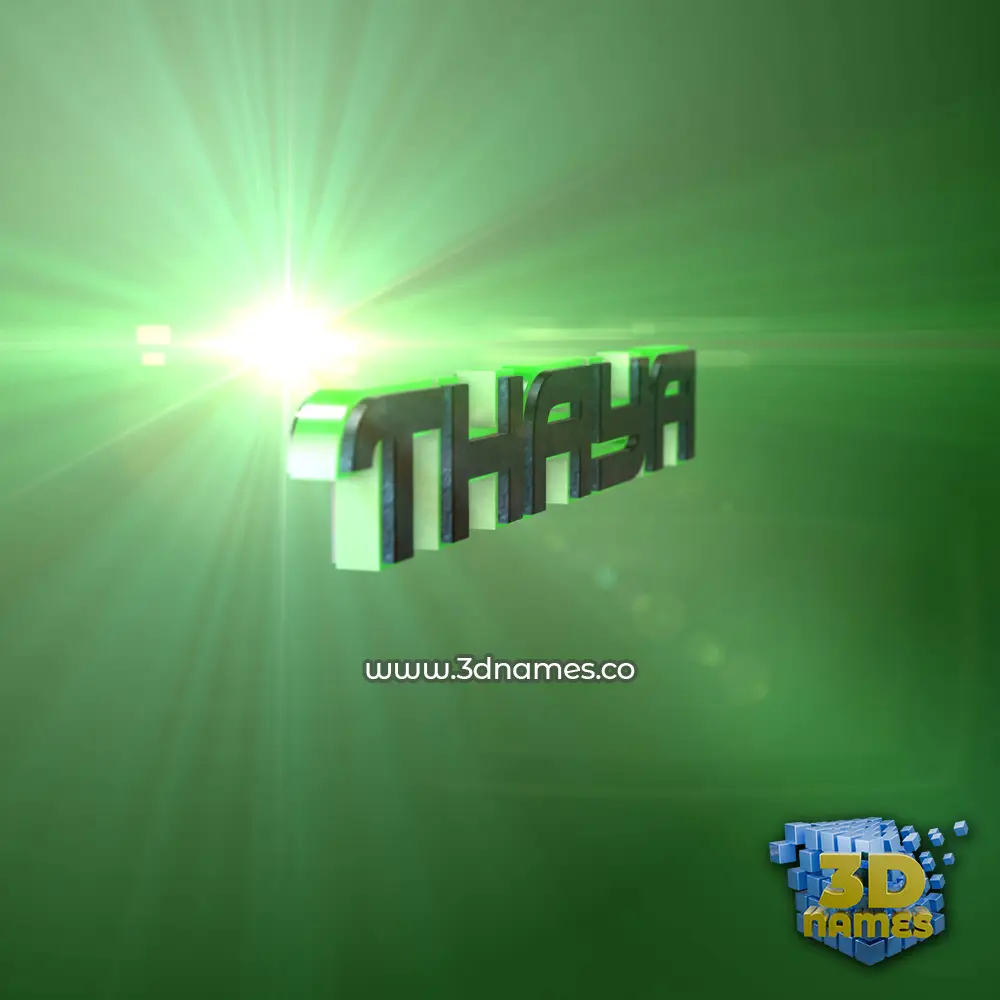 thaya in Green Light style - 3D name wallpaper