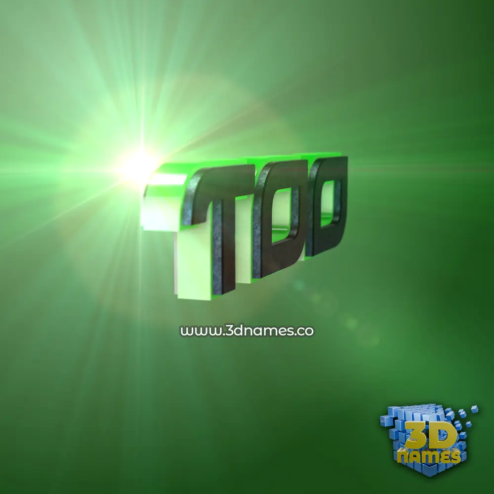 too in Green Light style - 3D name wallpaper