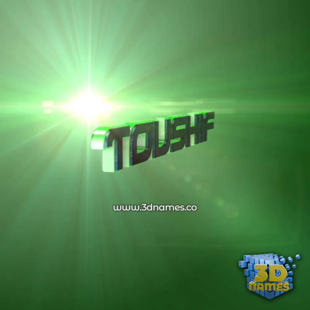 toushif in Green Light style - 3D name wallpaper