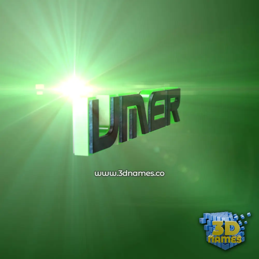 umer in Green Light style - 3D name wallpaper