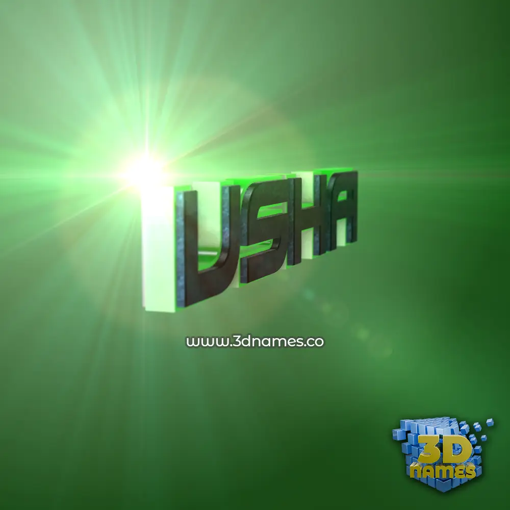 usha in Green Light style - 3D name wallpaper