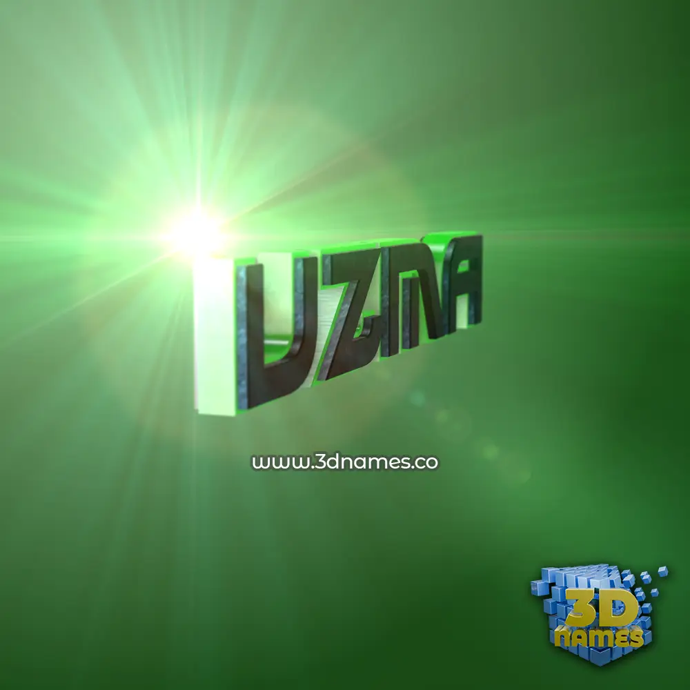 uzma in Green Light style - 3D name wallpaper