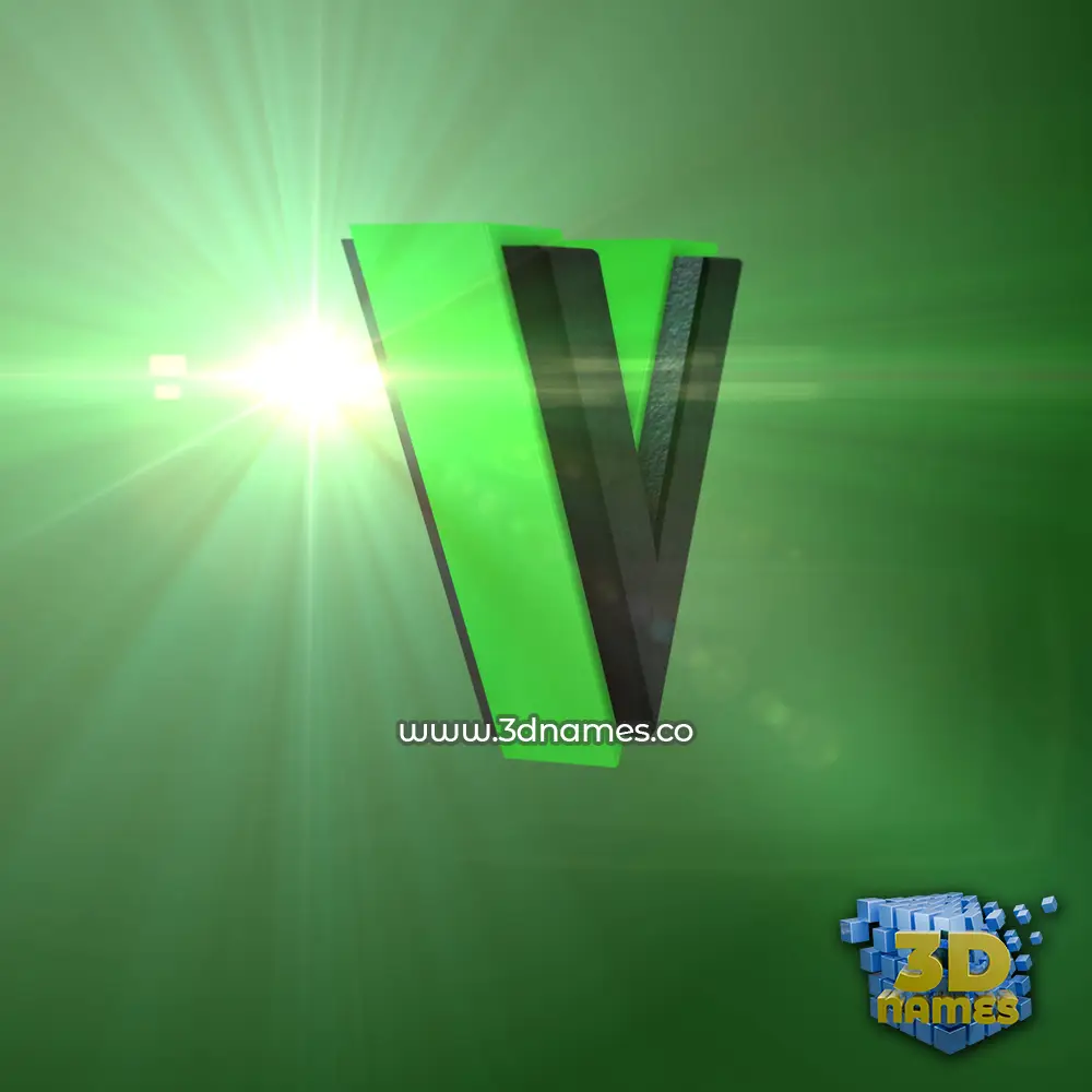 v in Green Light style - 3D name wallpaper