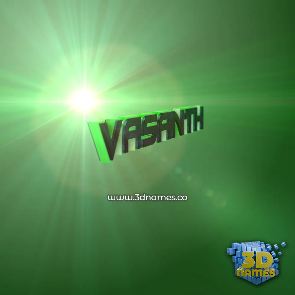 vasanth in Green Light style - 3D name wallpaper