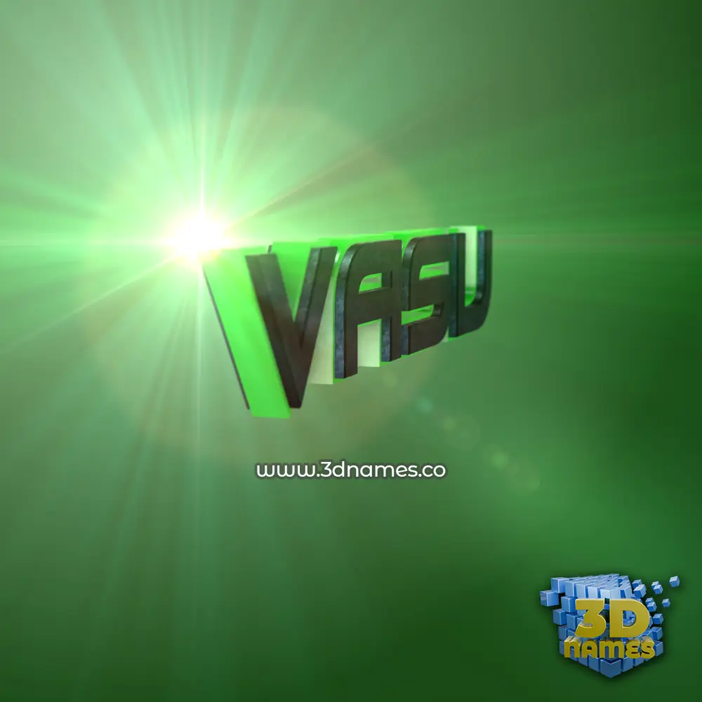 vasu in Green Light style - 3D name wallpaper