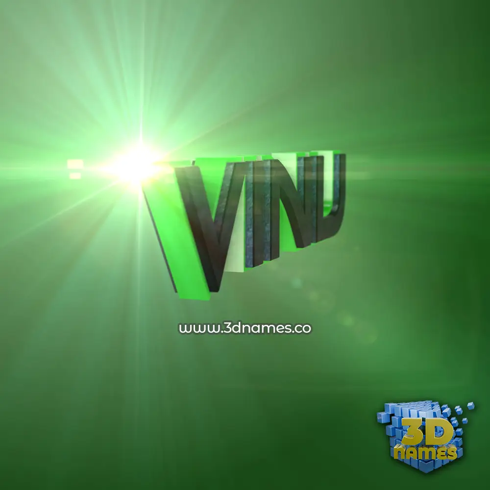 vinu in Green Light style - 3D name wallpaper