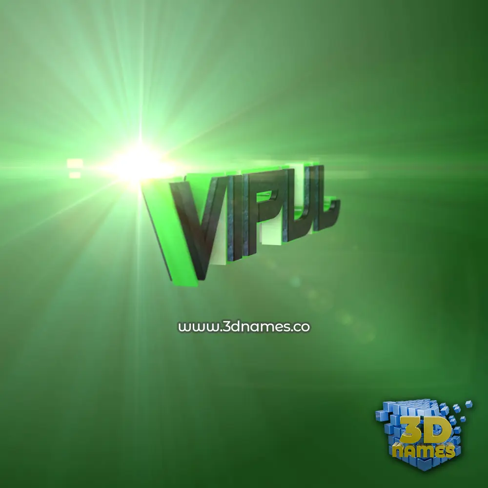 vipul in Green Light style - 3D name wallpaper