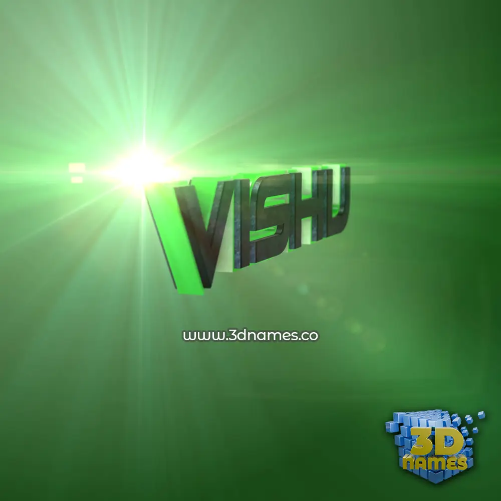 vishu in Green Light style - 3D name wallpaper
