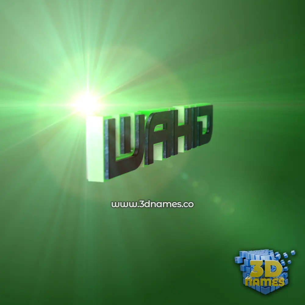 wahid in Green Light style - 3D name wallpaper