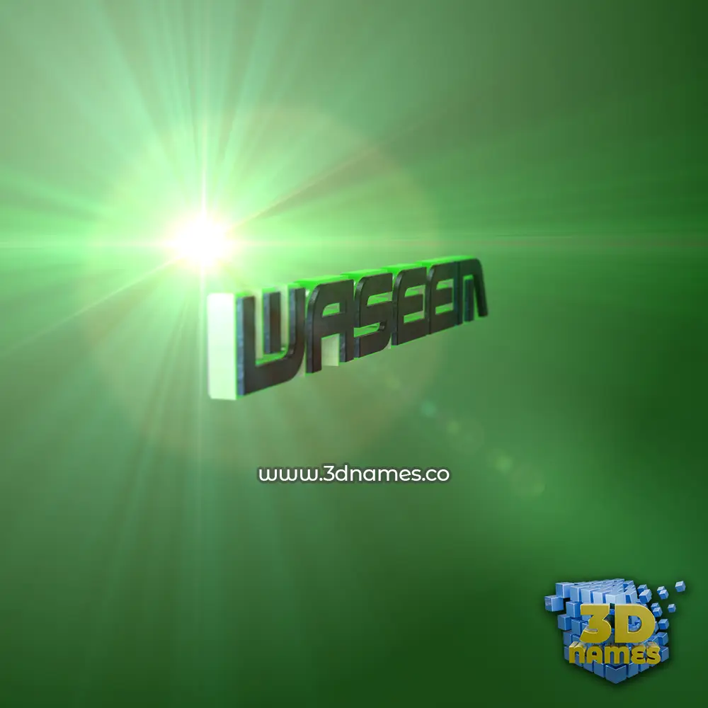 waseem in Green Light style - 3D name wallpaper