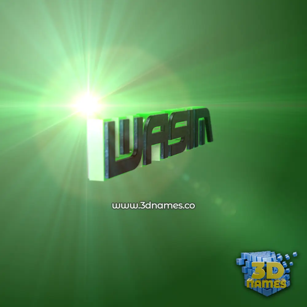 wasim in Green Light style - 3D name wallpaper