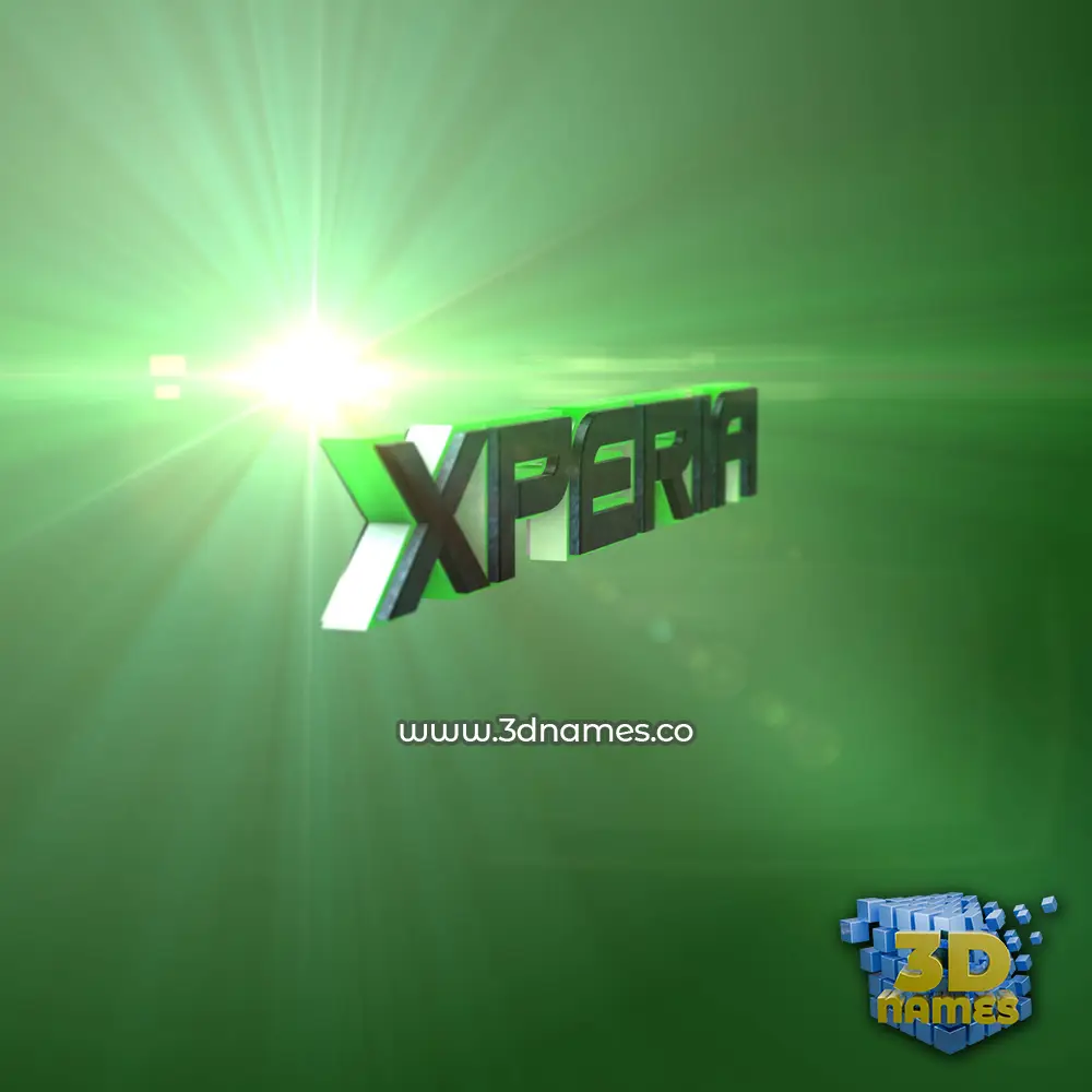 xperia in Green Light style - 3D name wallpaper