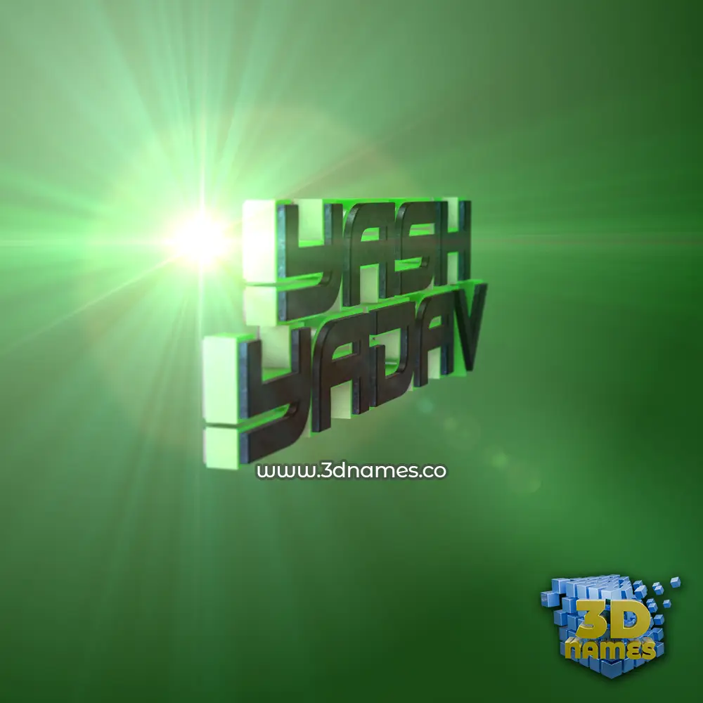 yash yadav in Green Light style - 3D name wallpaper