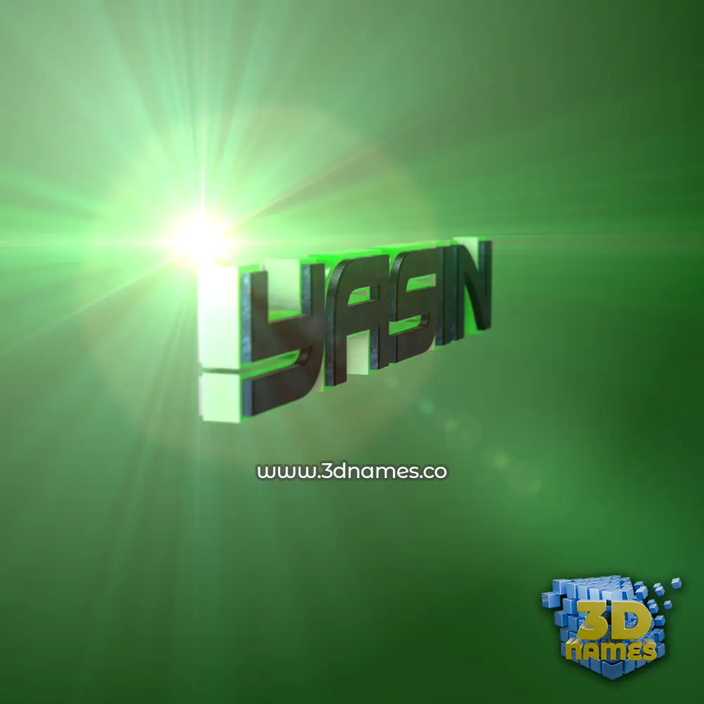 yasin in Green Light style - 3D name wallpaper
