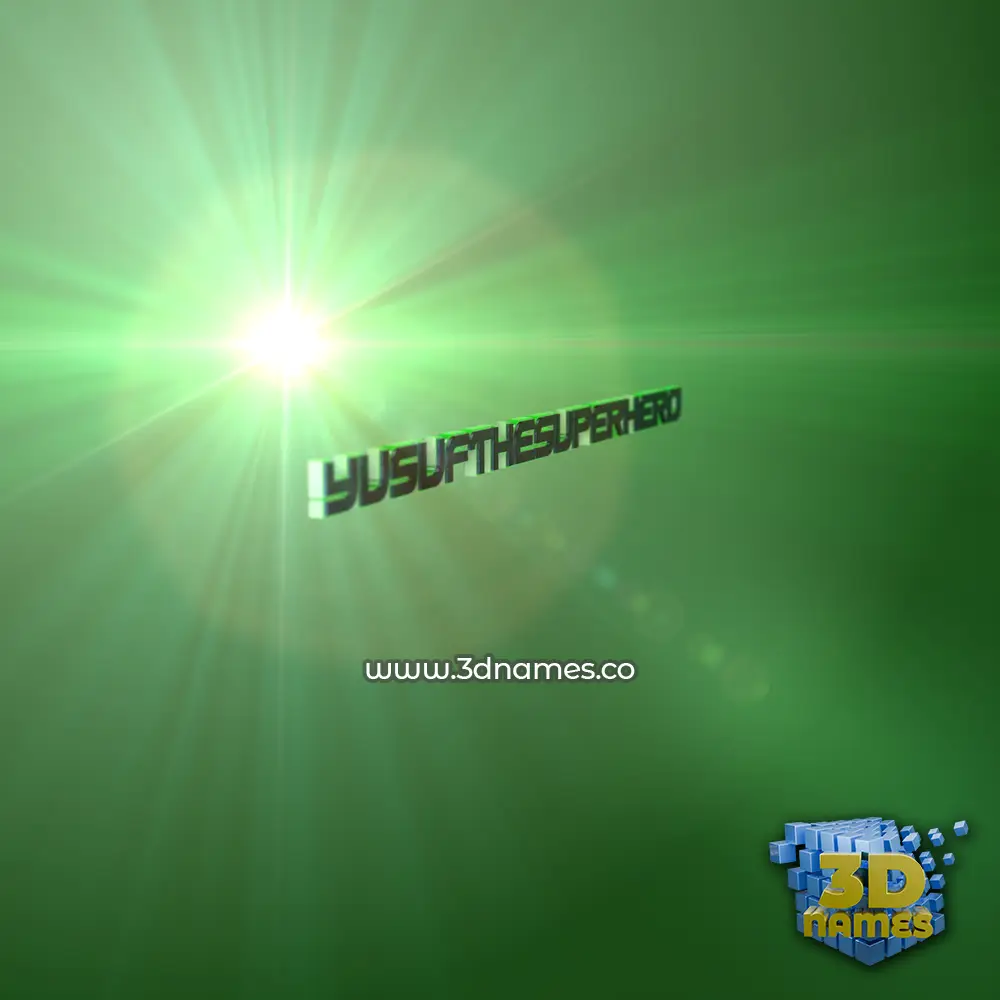 yusufthesuperhero in Green Light style - 3D name wallpaper