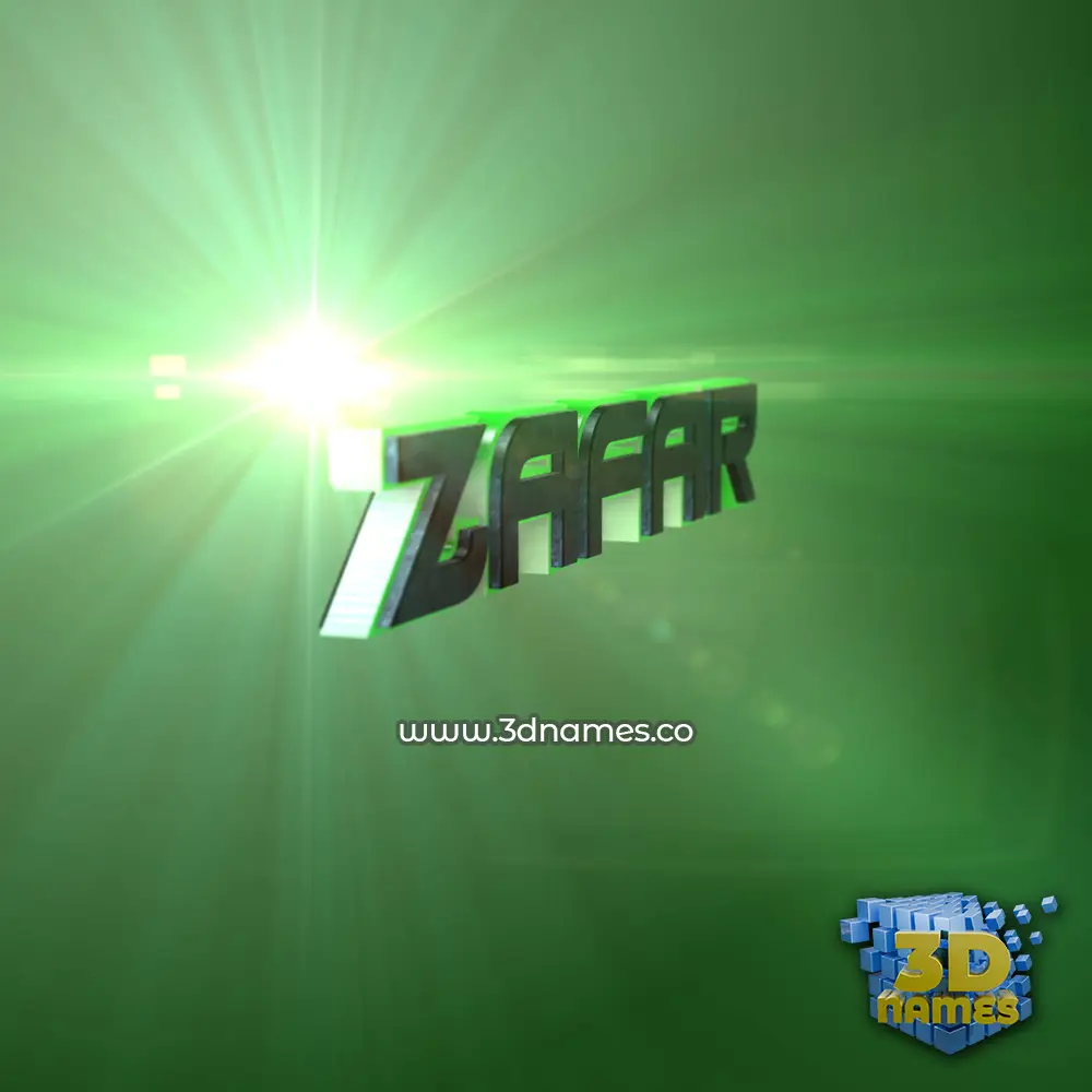 zafar in Green Light style - 3D name wallpaper