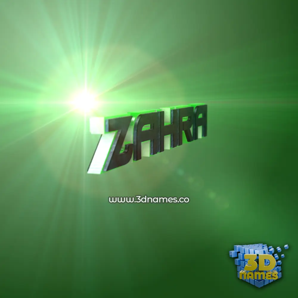 zahra in Green Light style - 3D name wallpaper